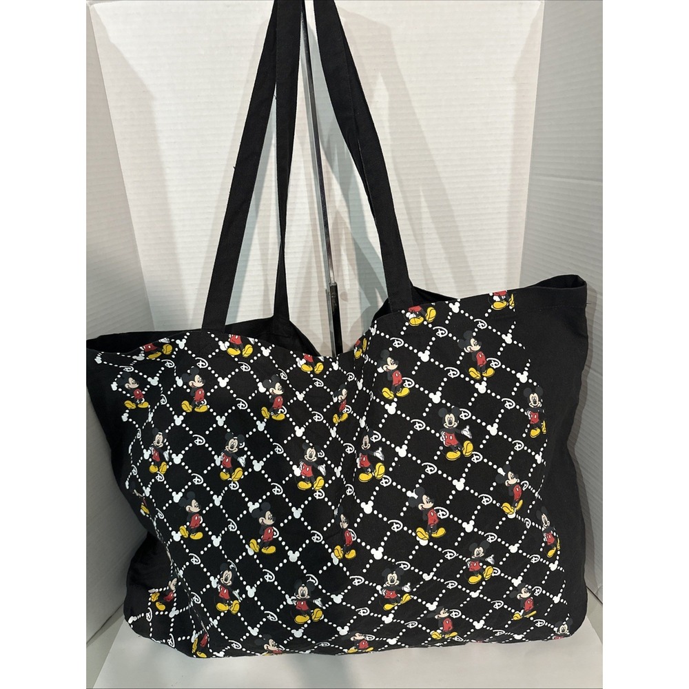 Mickey All-Over Pattern Black Disney Large Tote Bag